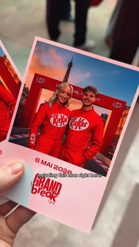 Instagram post by @cxnnorrice for KITKAT. Caption reads: [...] met him… 🫣🏎‍ Thank you so much KitKat for....