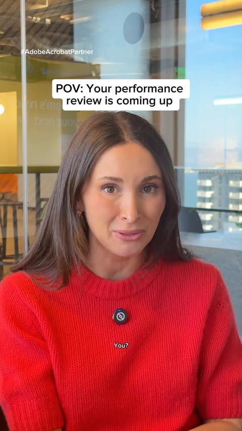 Instagram post by @corporatenatalie for Adobe Acrobat. Caption reads: [...] templates in just ONE click with....