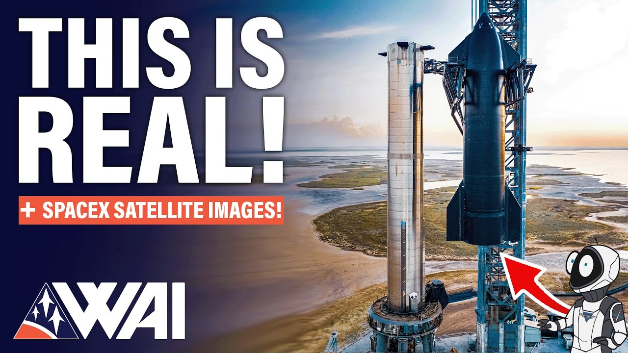 YouTube post by @Whataboutit for SpaceX. Caption reads: SpaceX Stacks Starship 24 For FINAL Pre-Launch....