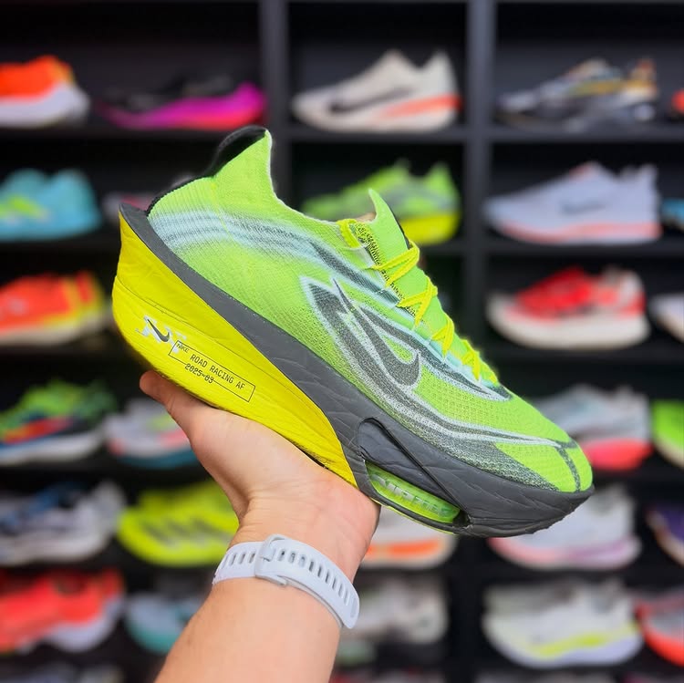 Instagram post by an influencer for Nike Running. Caption reads: Nike Alphafly 3 — Multi-Colour / Volt / White /....
