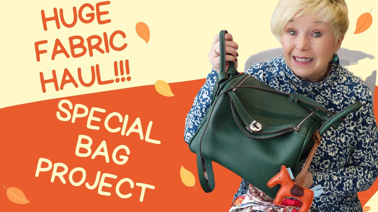 YouTube post by @The_Gemini_Stitcher for Babylon Leather. Caption reads: HOW COULD I RESIST THESE FABRICS AND SPECIAL BAG....