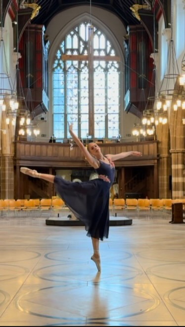 Instagram post by @leicester_cathedral for Miss England Limited. Caption reads: For my Miss England talent entry, I chose....