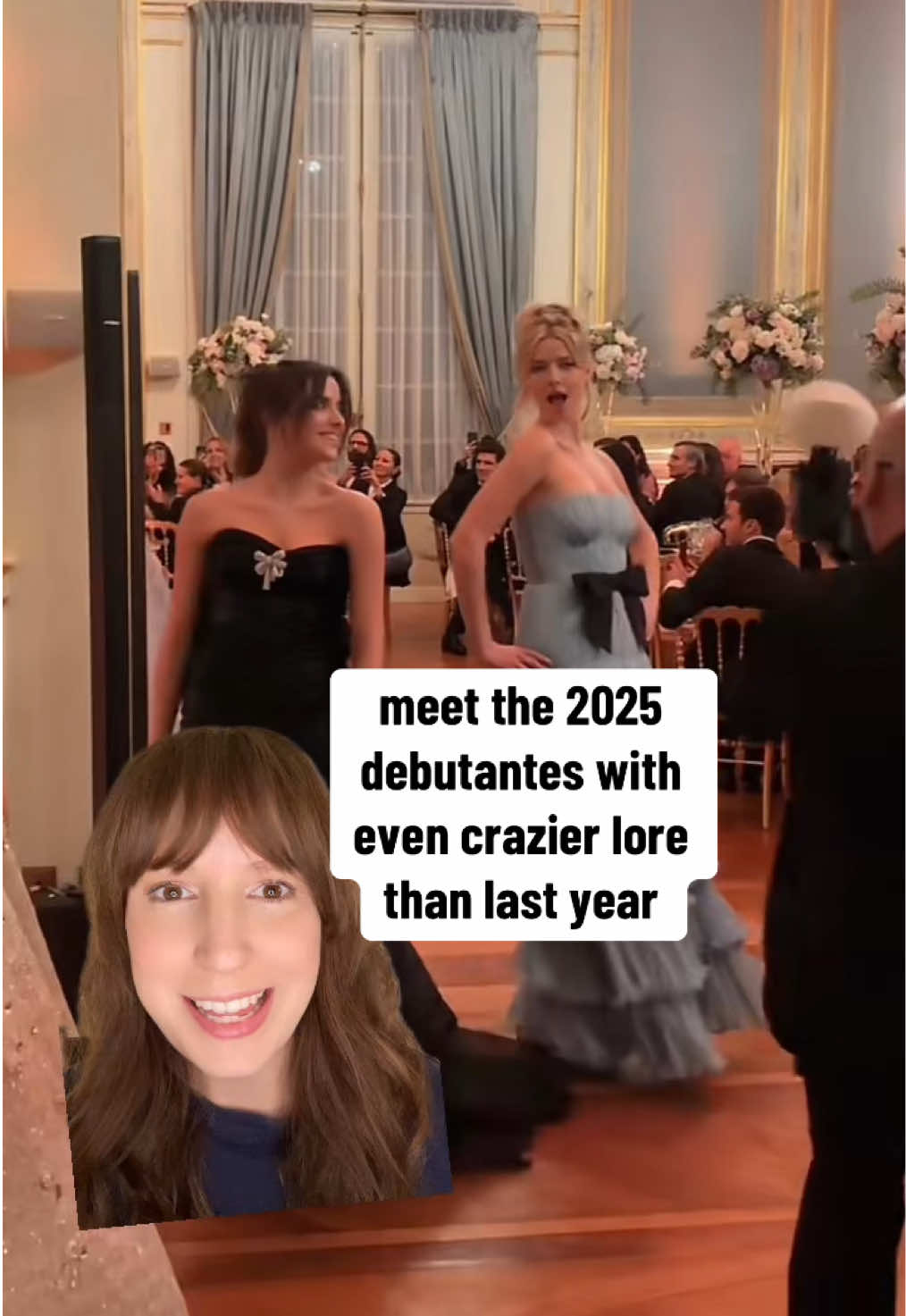 TikTok post by @fitz.erin for Valentino. Caption reads: In a few days, a new group of nepo-baby debutantes....