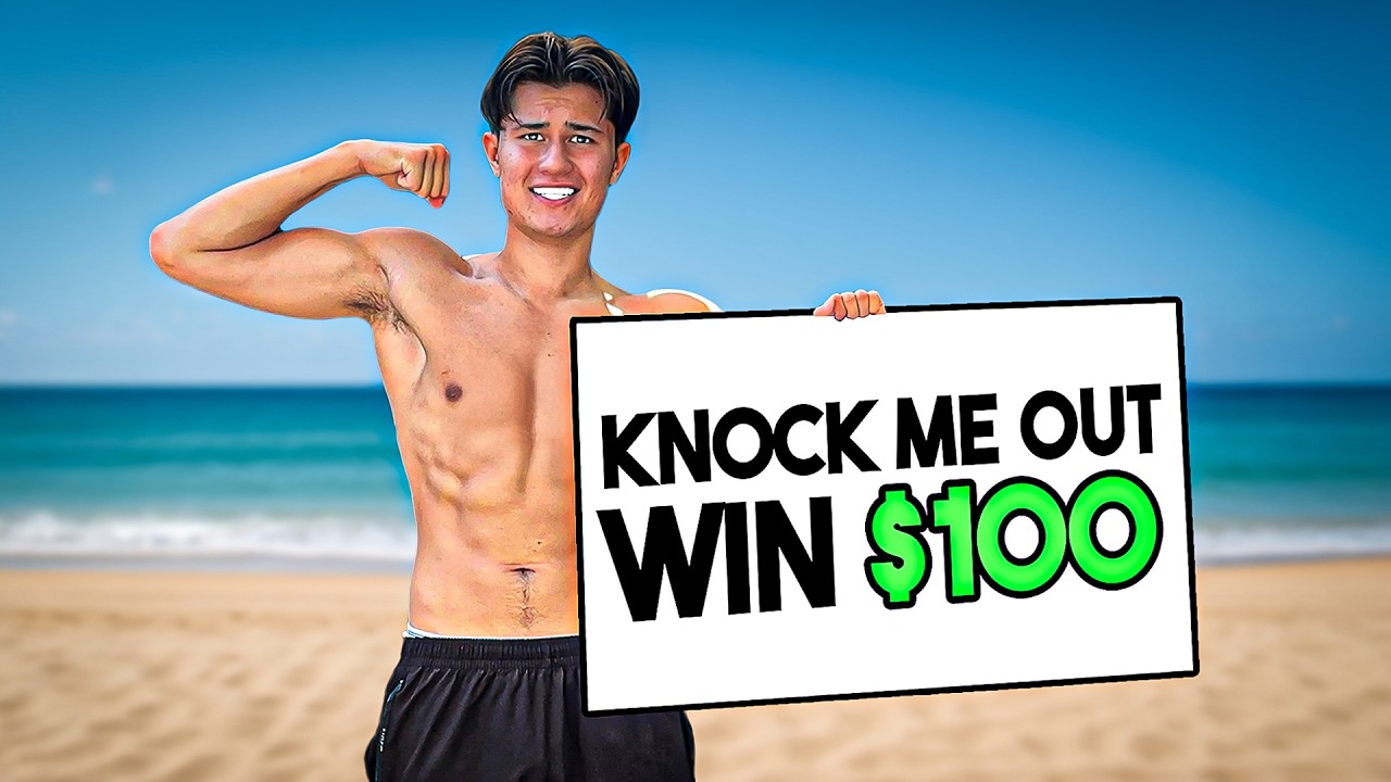 YouTube post by @danielcuttle for XMartial. Caption reads: Knock Me Out, Win $100 Vs Strangers.