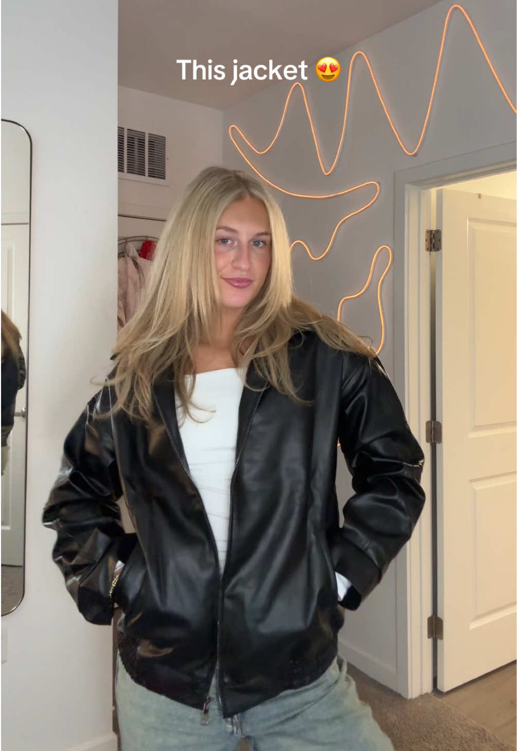 TikTok post by @brooke_adkins for Automet. Caption reads: @AUTOMET this jacket is adorable.....