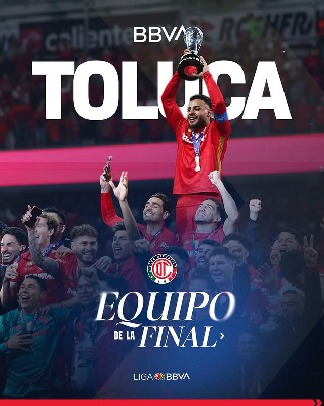 Instagram post by @tolucafc for Liga BBVA MX. Caption reads: [...] #BBVA #LigaBBVAMX.