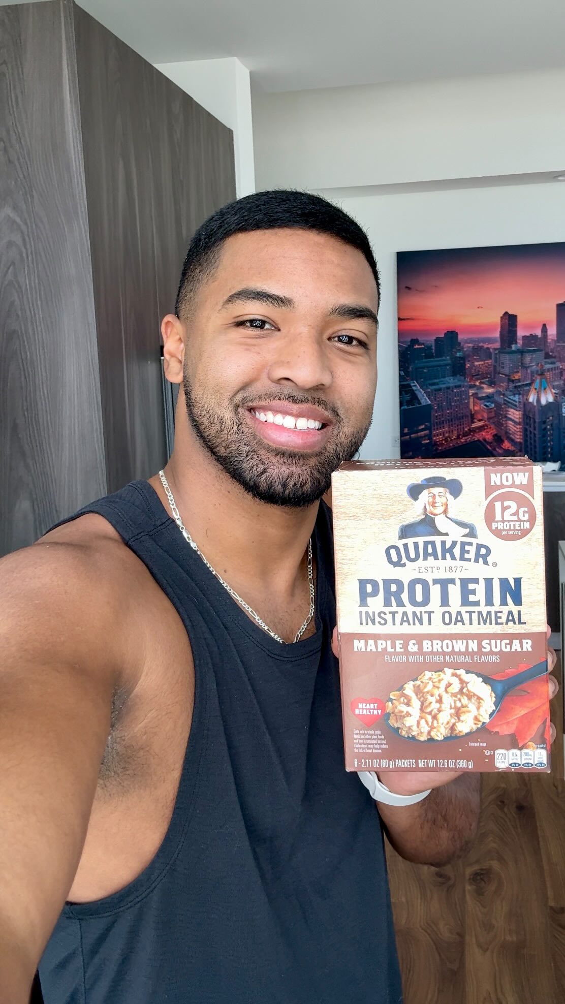 Instagram post by @ivanbhall for Quaker Oats. Caption reads: #ad Sunday reset means stocking up, quick....