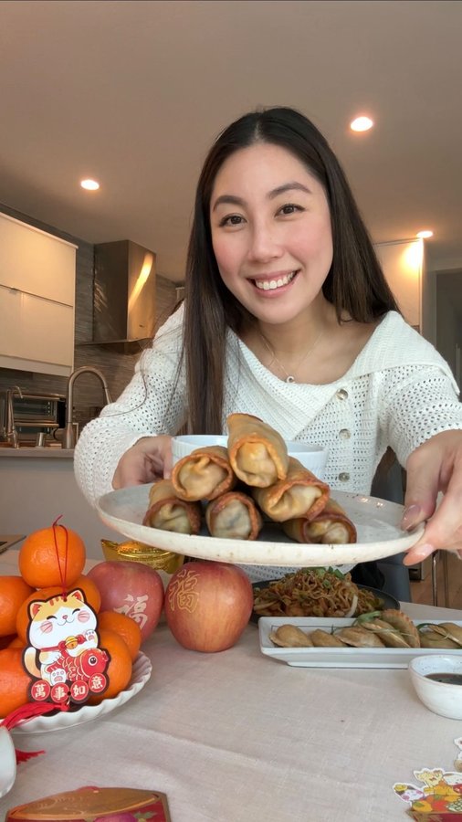 Instagram post by @dailyhungryla for Nasoya. Caption reads: Egg rolls are considered lucky food during Lunar....