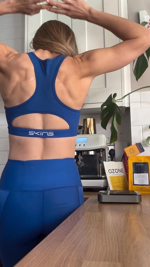 Instagram post by @rebeccacampsallperry for SKINS Compression. Caption reads: Winter training and GPP phase is nearly here… The....