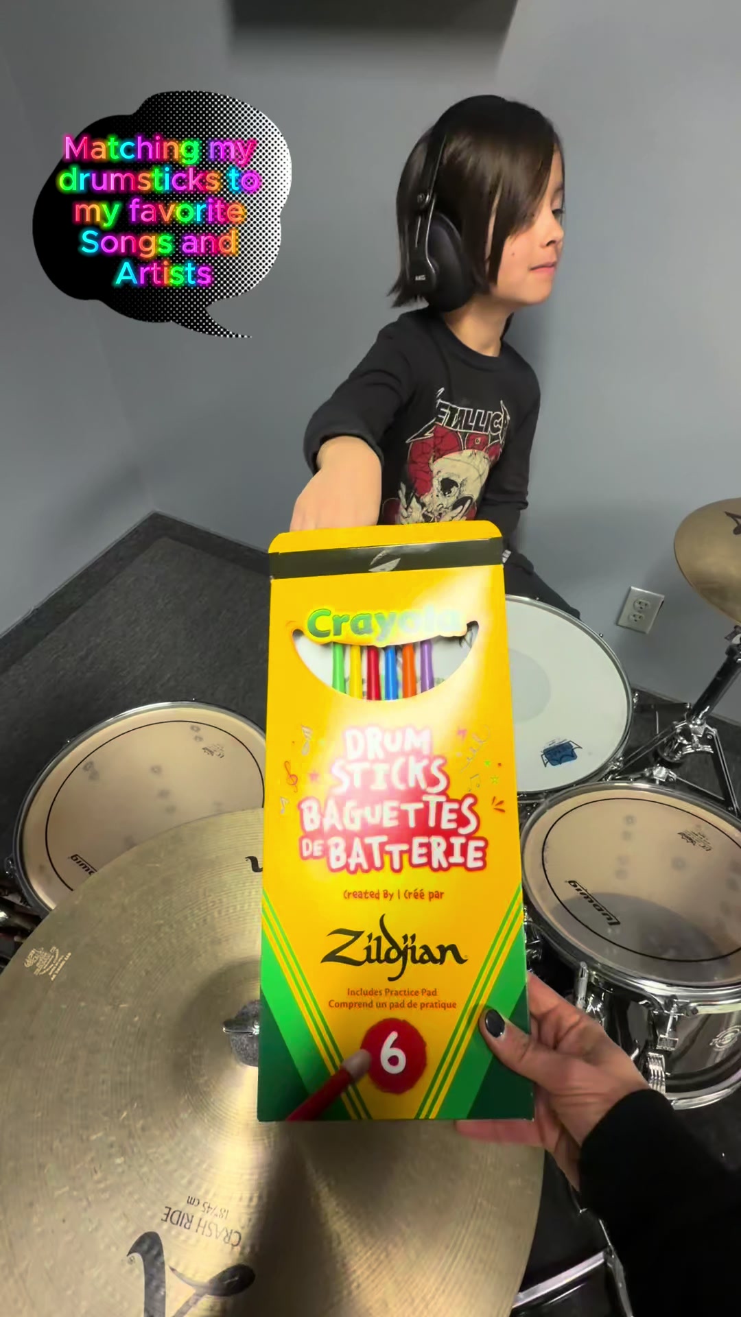 TikTok post by @coenkrysiak for Crayola. Caption reads: [...] a color in the name? @Zildjian Company....