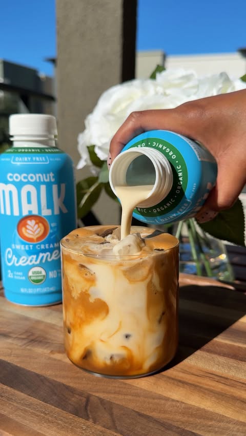 Instagram post by @imashleybreannn for MALK Organics. Caption reads: If I owned a coffee shop, this salted honey....