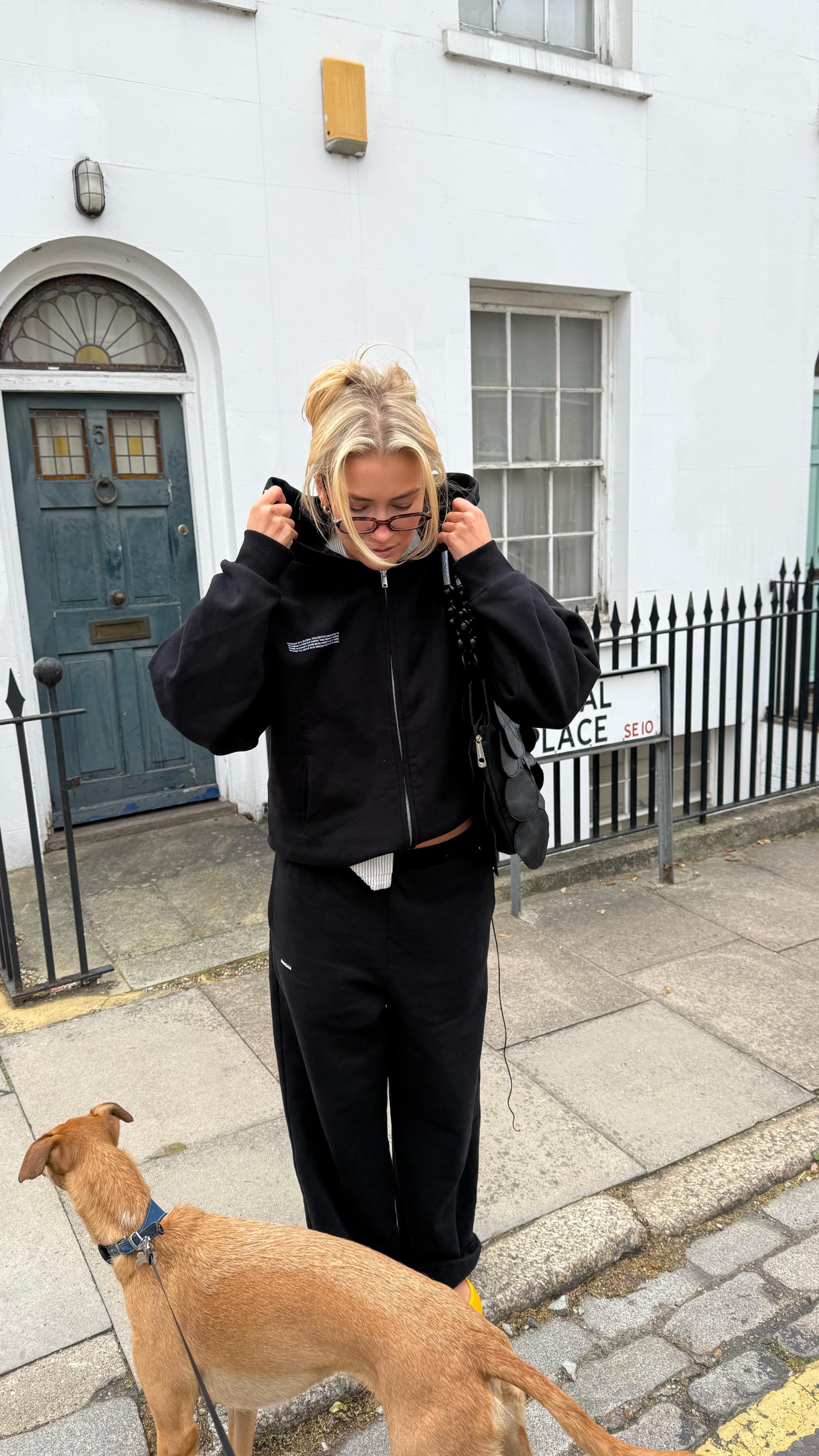 Instagram post by @millietulula for PANGAIA. Caption reads: out and about in @pangaia 🫶💋🍂 #ad.