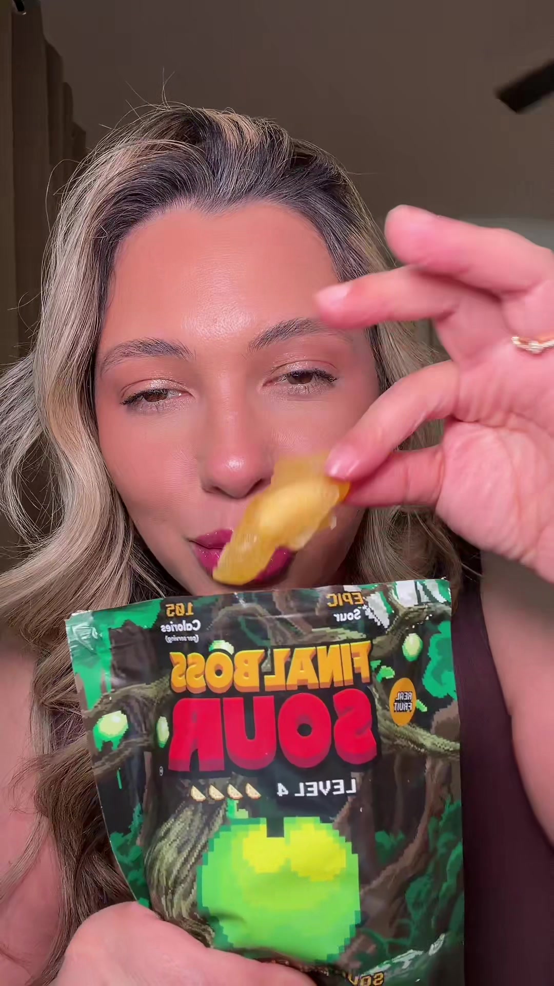 TikTok post by @lacoronel90 for Final Boss Sour. Caption reads: Level 4 sour green apples #finalbosssour....