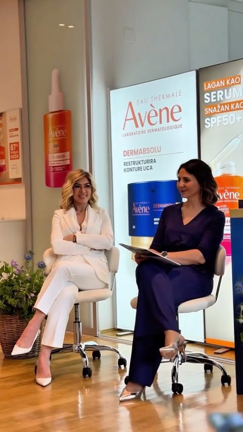 Instagram post by @dermatologija_toncic for Laboratoire Dermatologique Avène. Caption reads: Danas u Poliklinici Tončić, prim. dr. Ružica....