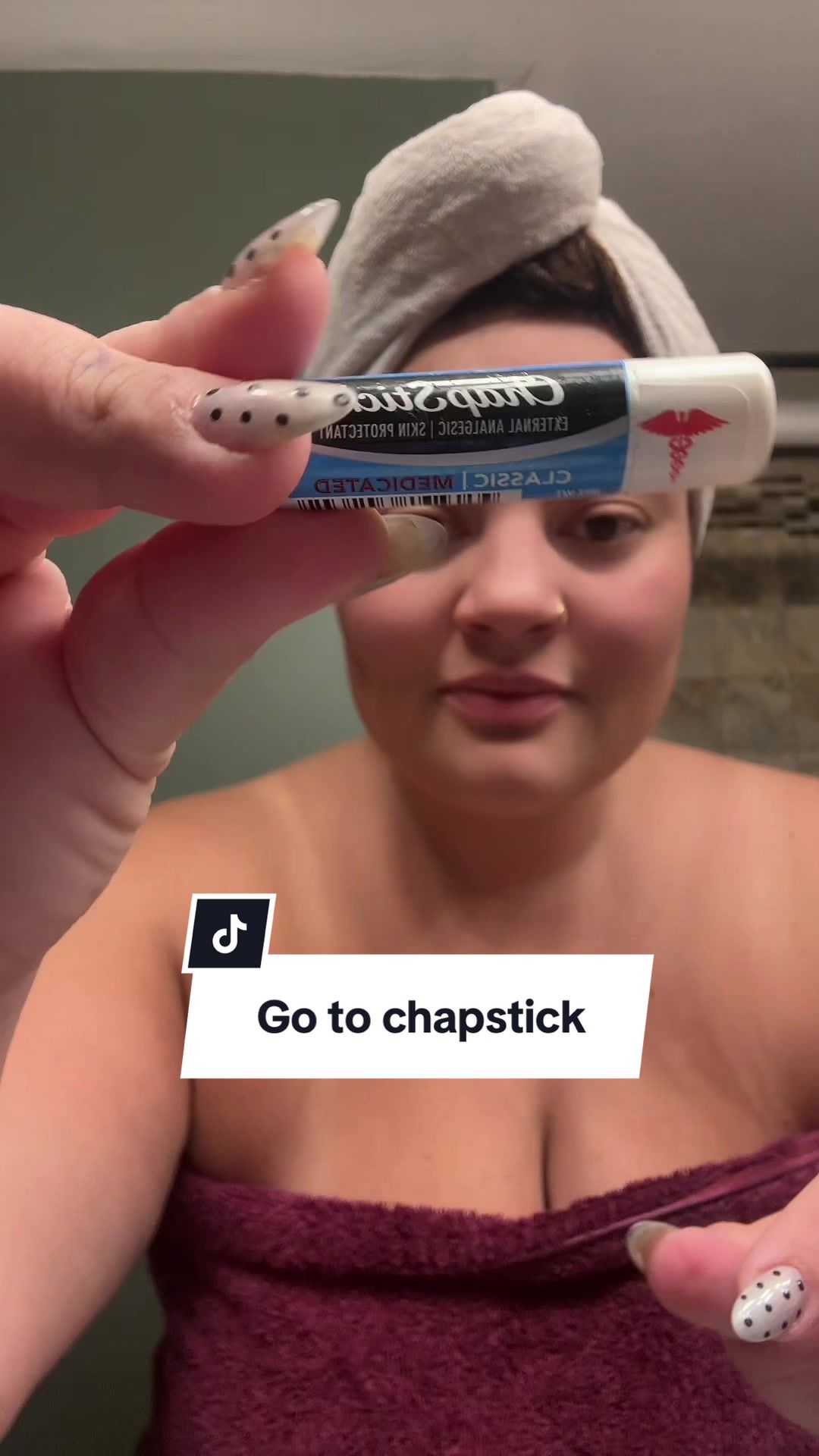 TikTok post by @mommycay for ChapStick. Caption reads: ❄️ 👄 @ChapStick.US.
