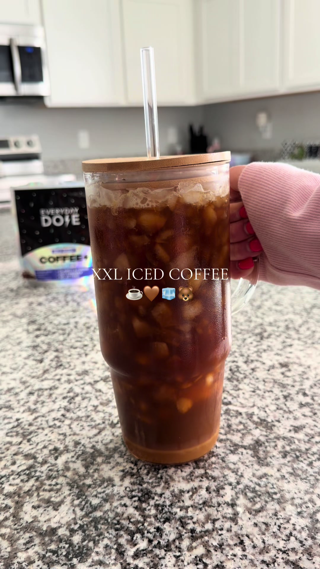 TikTok post by @hellolaurenw for Everyday Dose. Caption reads: XXL iced coffee☕️🧊🤎 @target @Everyday Dose....