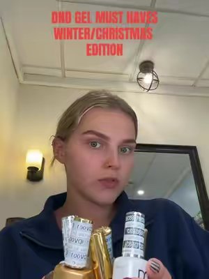 TikTok post by @haley_morey_moen for DND Gel. Caption reads: More winter/Christmas staples from @DNDGel 🩵❄️☃️....