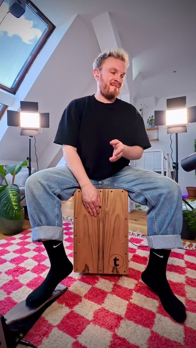 Instagram post by @ingoreddemann for Thomann. Caption reads: Having fun with the Thomann TCA 501R Multi Cajon....