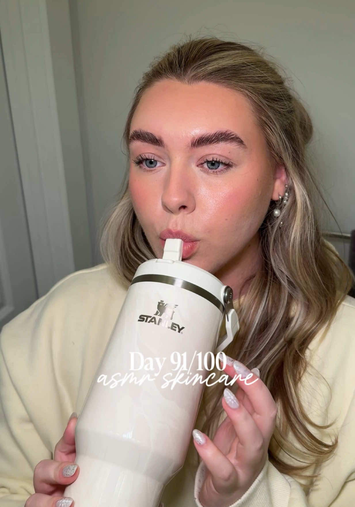 TikTok post by @ashley_w65 for Experiment Beauty. Caption reads: First time using the medicube booster pro mini and....