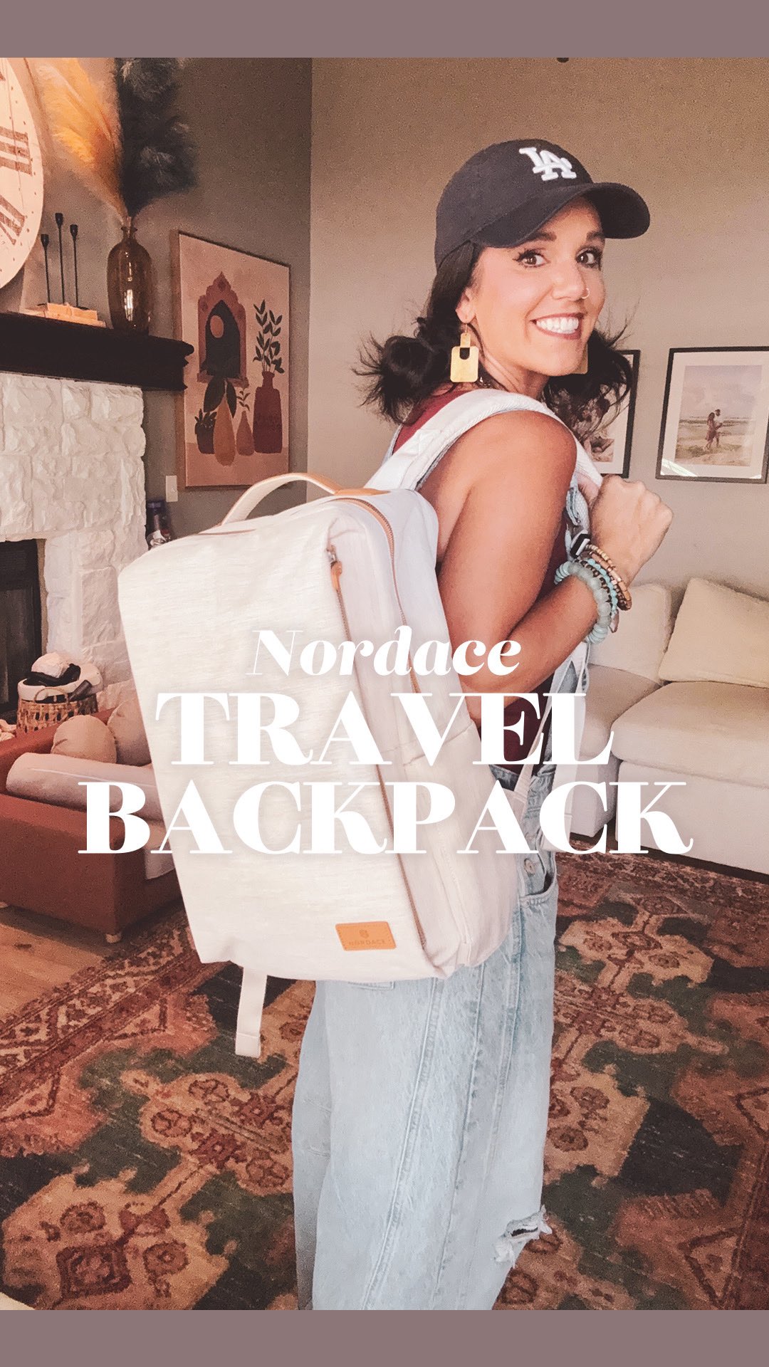 Instagram post by @kerrissafernandez for Nordace. Caption reads: This is quite literally the best backpack to....