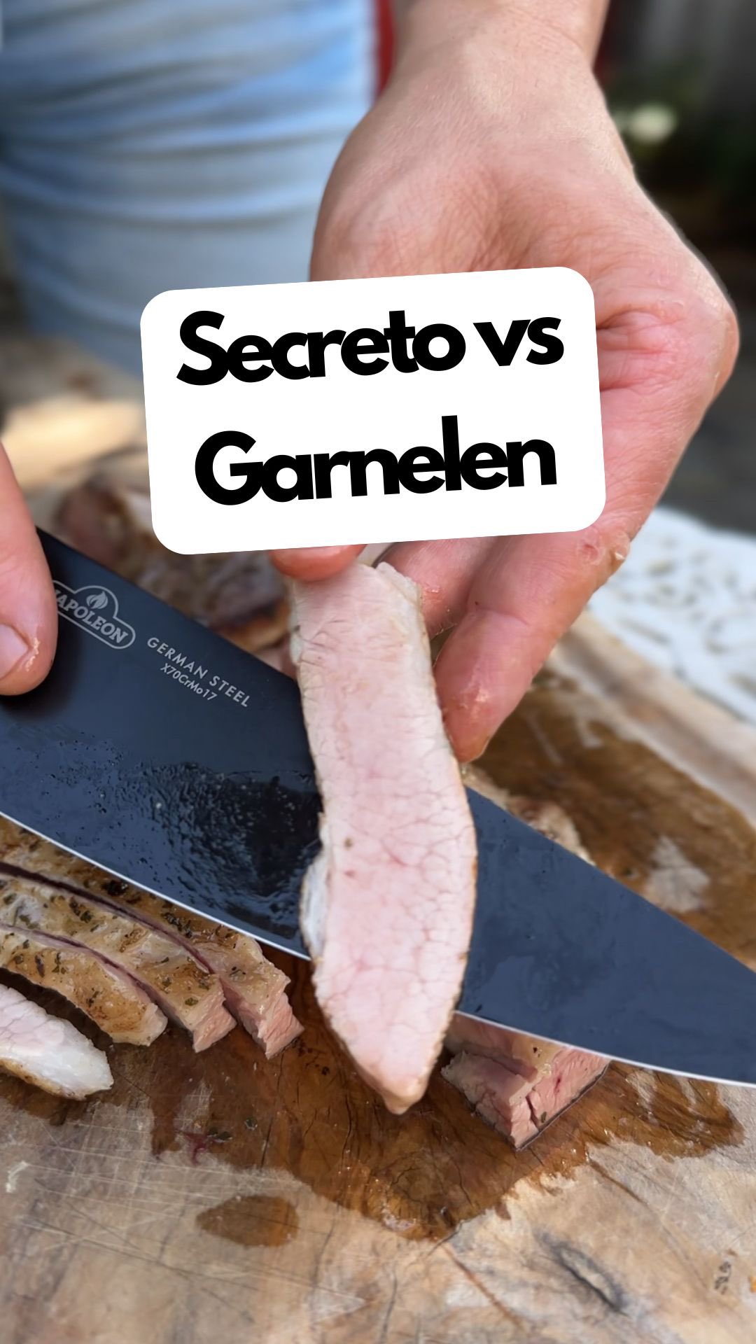 Instagram post by @king_of_grill_ for Napoleon. Caption reads: *Werbung* White Tiger Garnelen in....