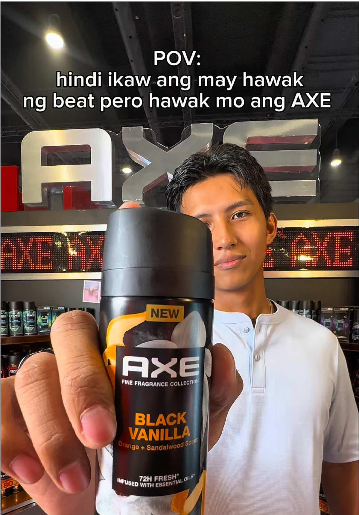 TikTok post by @darrelespinar for Unilever. Caption reads: [...] my yellow basket. Try it now! @@AXE....