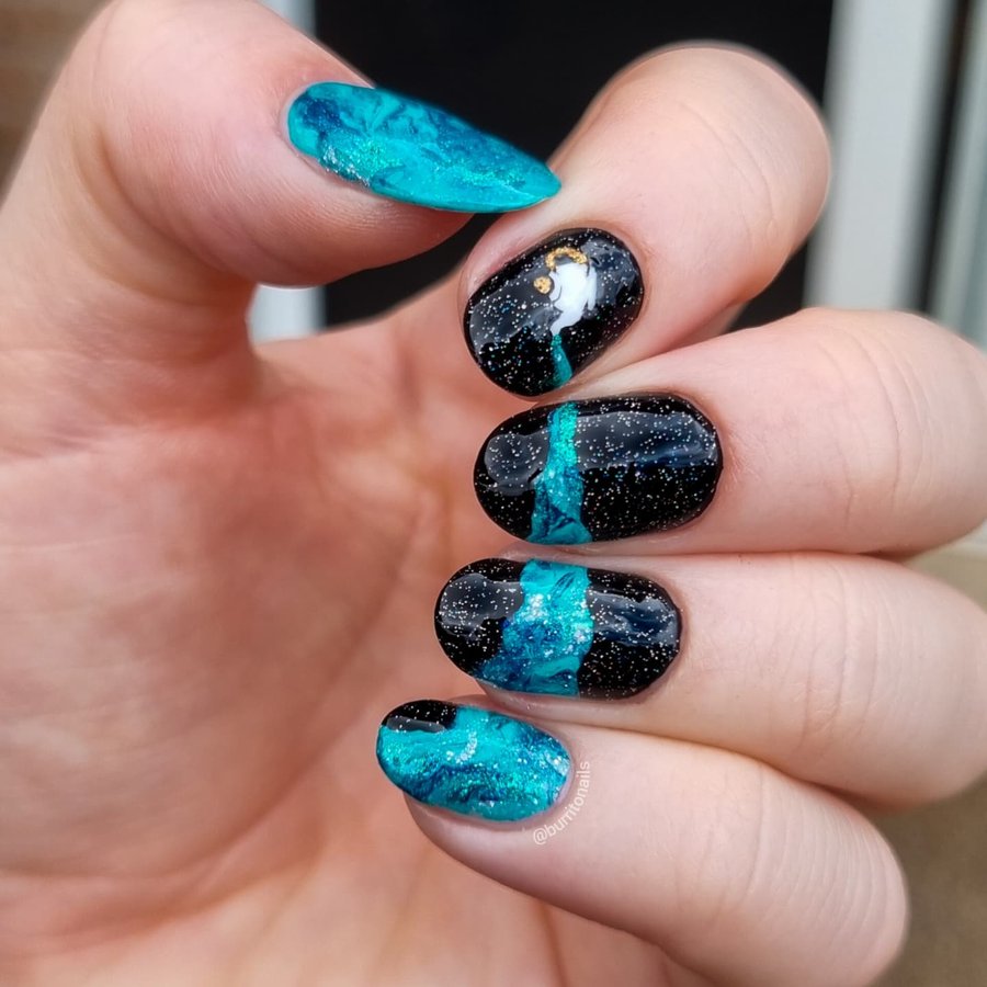 Instagram post by @burritonails for Davidstea. Caption reads: *Mulan intensifies* Now... POUR the (DAVIDs) TEA....