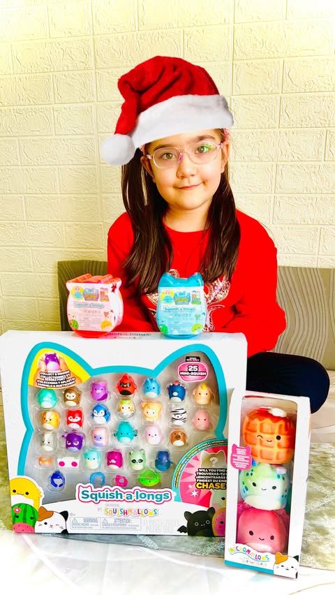 Instagram post by @little_amaya_in_wonderland for Squishmallows. Caption reads: [...] bigger with the best delivery from....