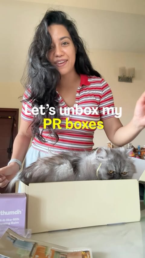 Instagram post by @debasreee for Clinique. Caption reads: Unbox some PR packages with me. 📦✨ A little PR....