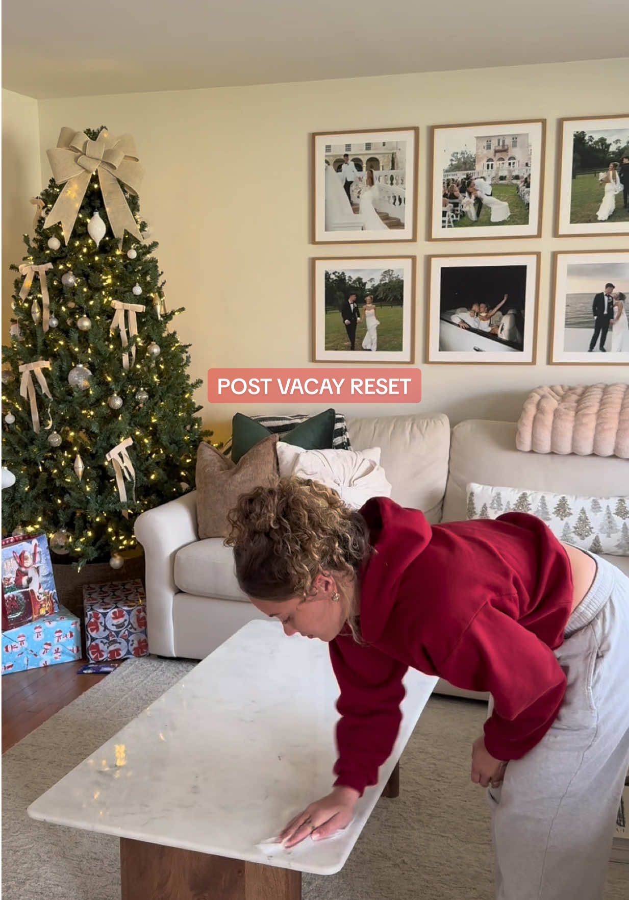 TikTok post by @annadawnphillips for Rare Beauty. Caption reads: post vacay reset + unbox 💘💘💘:))) #reset #vlog....