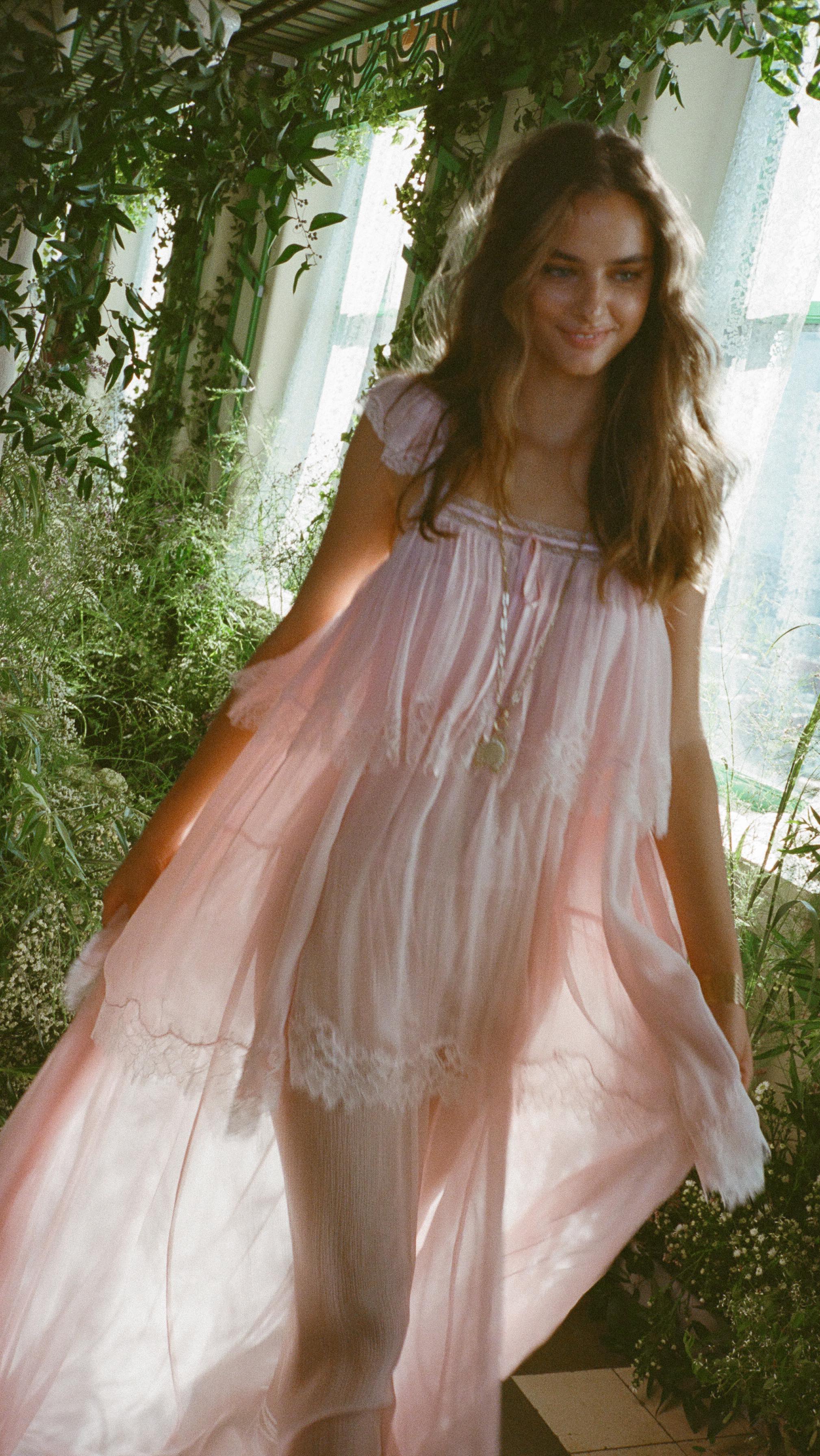 Instagram post by @marcellahymo for Tartecosmetics. Caption reads: LoveShackFancy Spring 2026, Where The Wildflowers....