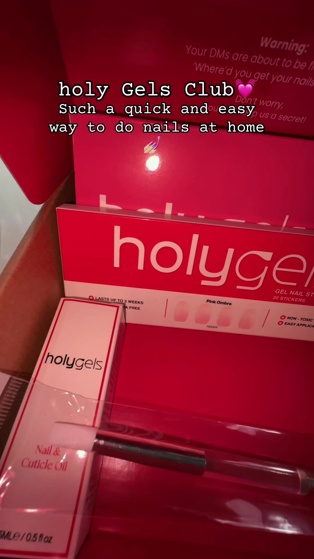 TikTok post by @nicolagroves27 for Holy Gels. Caption reads: [...] #nails #nail #led #lamp #cuticleoil @Holy....