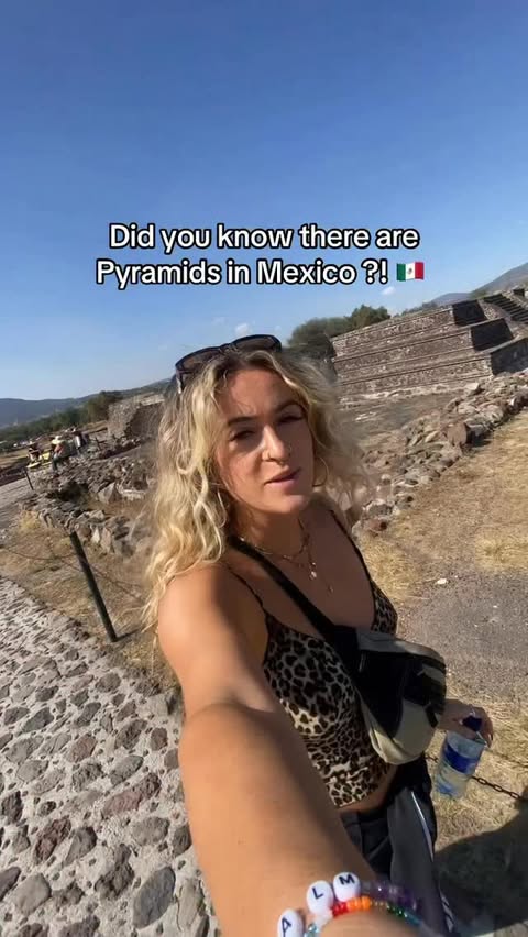Instagram post by @milliemclay for G Adventures. Caption reads: [...] the pyramids in Mexico with me @G Adventures....