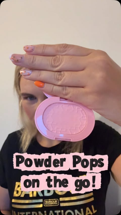 Instagram post by @the_emma_diaries89 for Makeup Revolution. Caption reads: #AD using the @makeuprevolution powder pops both....