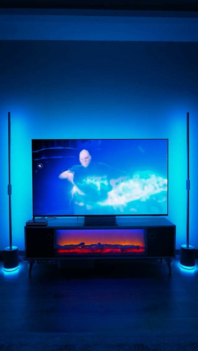 Instagram post by @kaptanmemotv for Govee. Caption reads: 💫📽 Govee AI Sync Box 2 55-65" Tv Arkası Şerit....