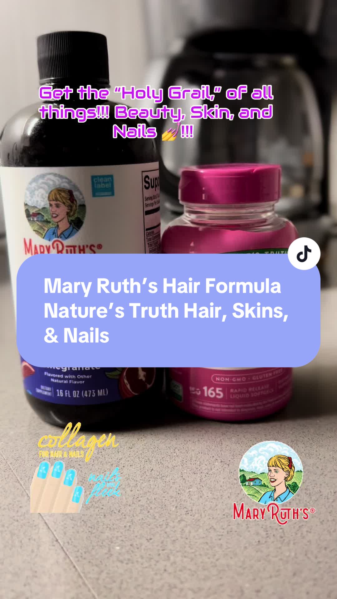TikTok post by @atruebosslady for Nature’s Truth. Caption reads: Great hair growth, Skin, and Nails!!! Link down....