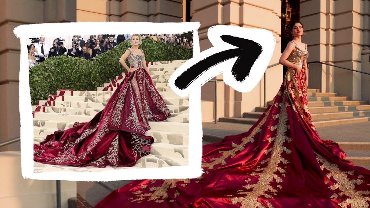 YouTube post by @crescentshay for thredUP. Caption reads: We Recreated Met Gala Dresses in 48 Hours - (a....