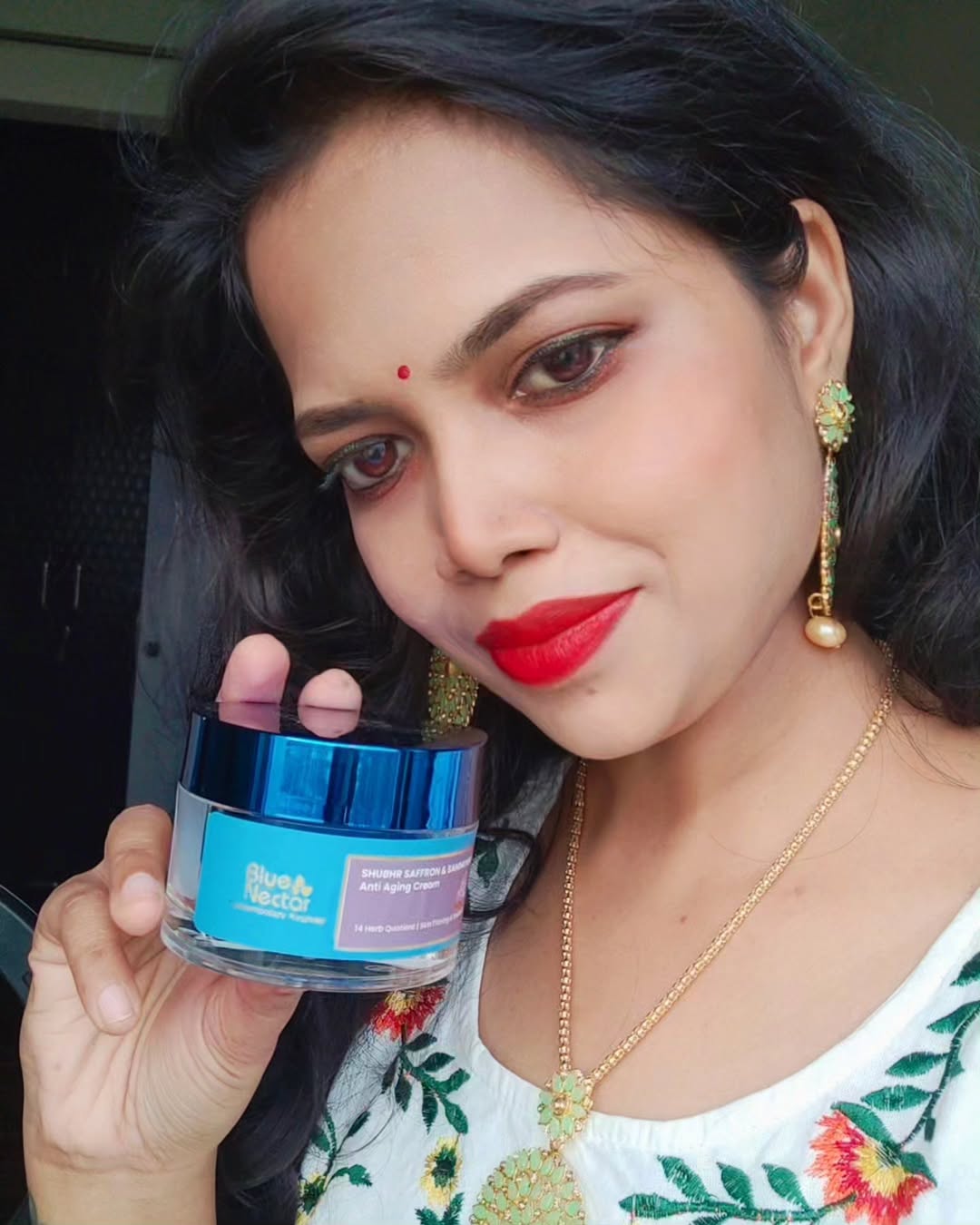 Instagram post by @the_glowy_site for Blue Nectar. Caption reads: thanks to @bluenectar_ayurved for sending me this....