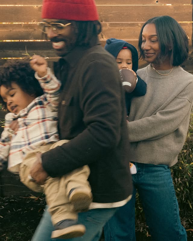 Instagram post by @justinb00ne for Madewell. Caption reads: Holiday Family photos with @madewell....