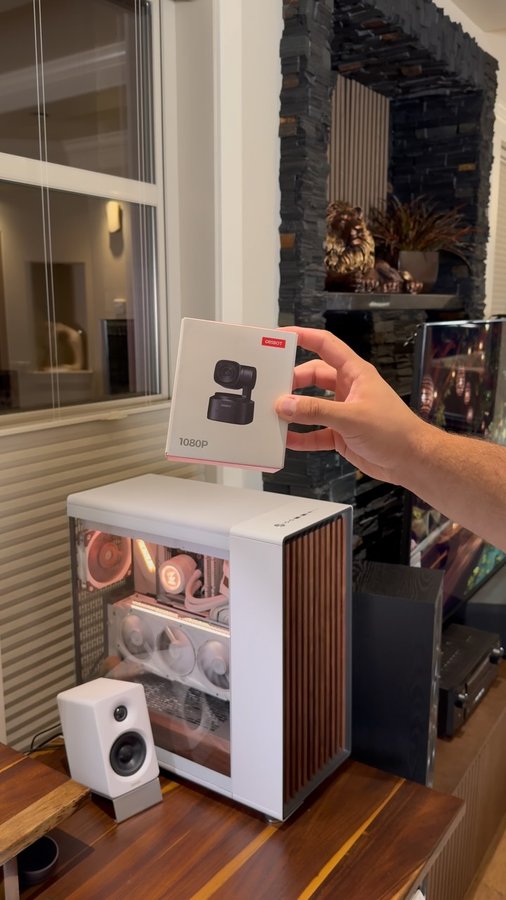 Instagram post by @dadrianca for OBSBOT. Caption reads: The @obsbot Tiny SE, a budget webcam with huge....