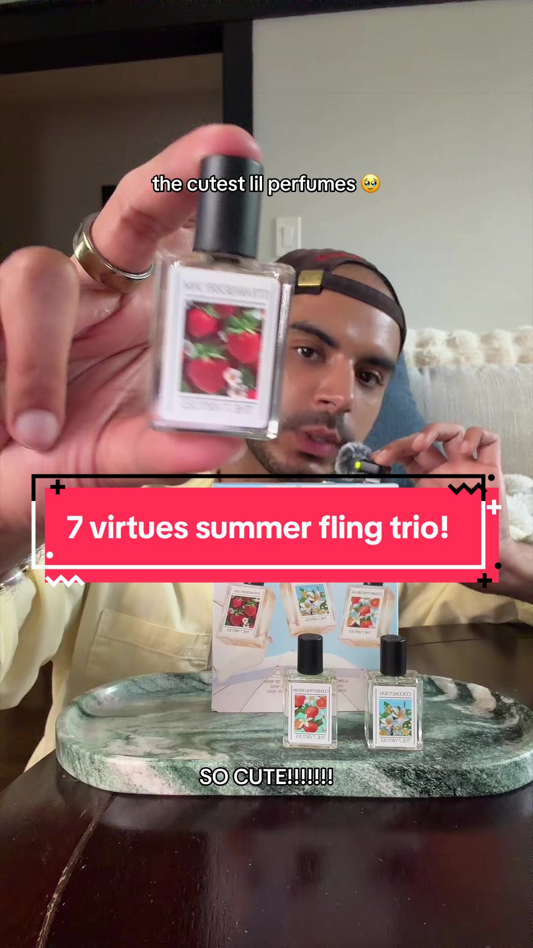 TikTok post by @zachdeparfum for The 7 Virtues. Caption reads: [...] long lasting perfumes at @sephora 🥹 @The 7....