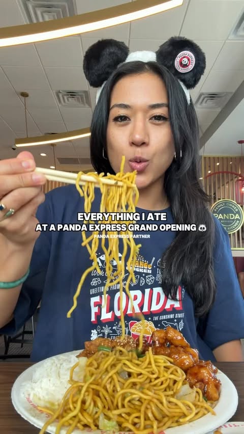 Instagram post by @explorewithgg for Panda Express. Caption reads: A new @officialpandaexpress just opened in....