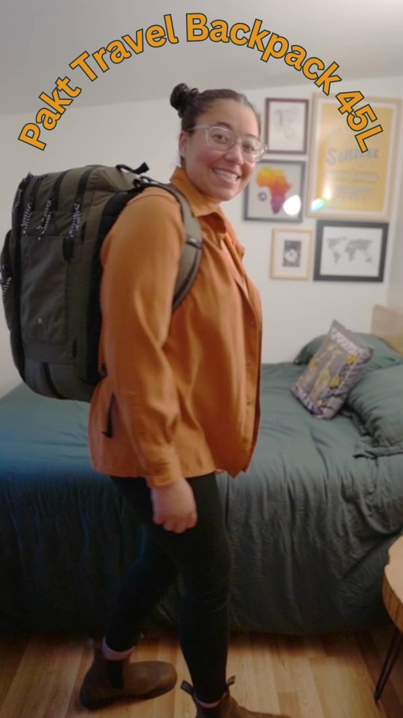Instagram post by @galinwander for Pakt Bags. Caption reads: I am a self-proclaimed backpack gatherer,....