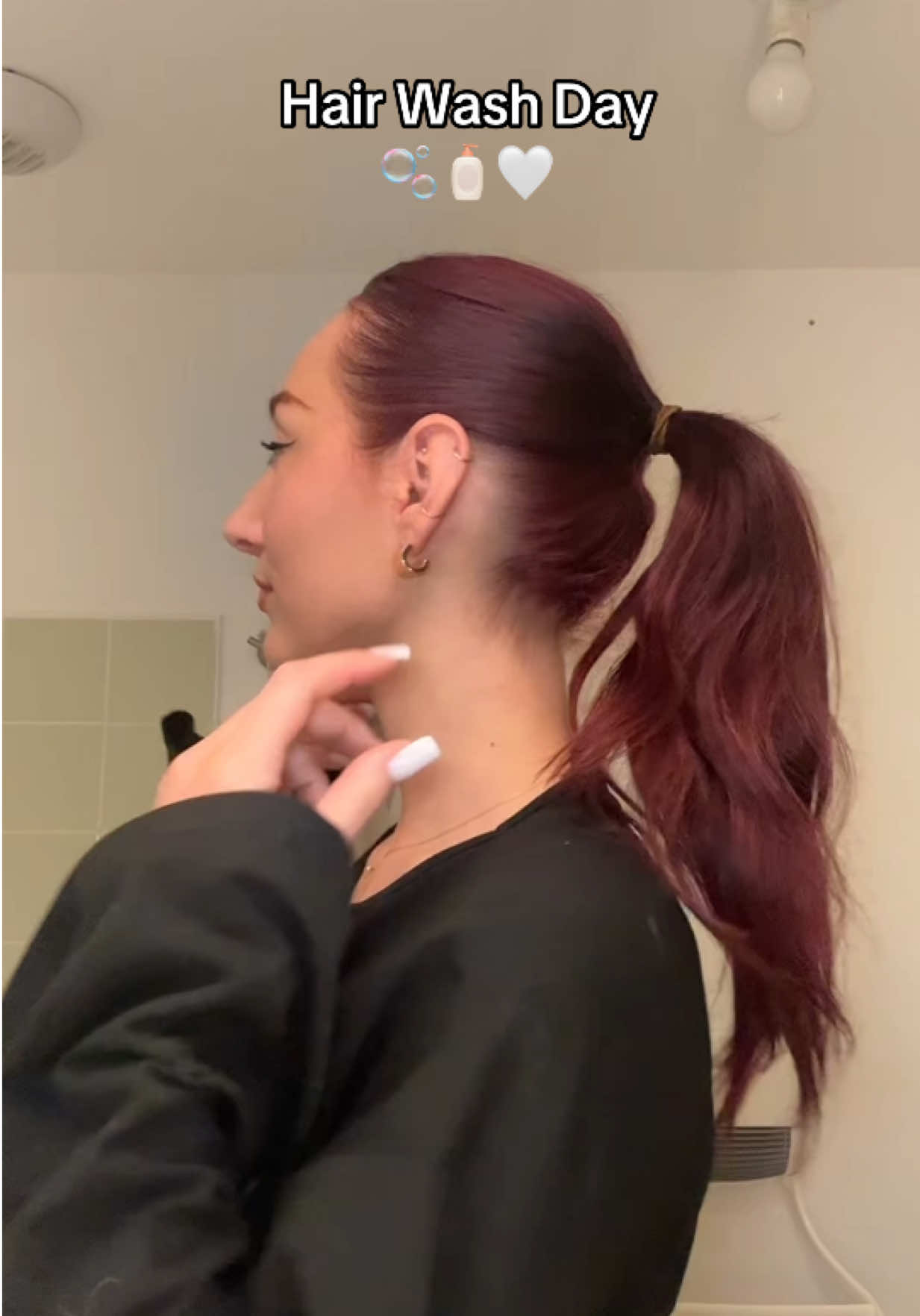 TikTok post by @lalunerousse__ for MYRIAM•K PARIS. Caption reads: 🤍 Routine with @MYRIAM•K PARIS® #hair #hairtok....