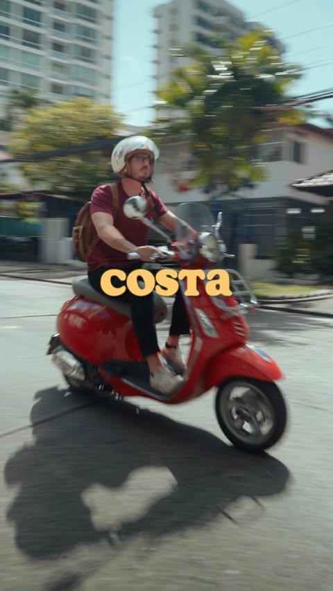 Instagram post by @arnaud_duquesne for Costa Coffee. Caption reads: A new place in town! Another office for me ❤️ #pty....