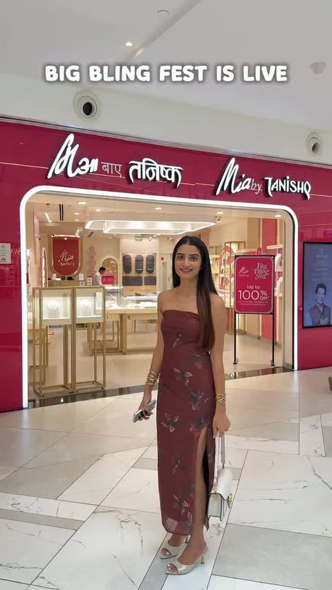 Instagram post by @yogitamalviyaa for 1to7Media. Caption reads: Mia by Tanishq’s Big Bling Fest is officially....