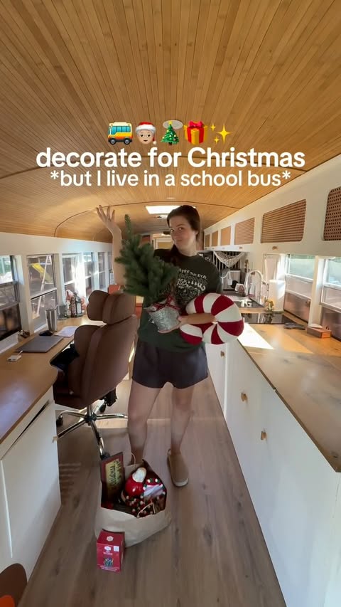 Instagram post by @buslifeforme for Alani Nu. Caption reads: decorate with me for Christmas🎄🚌✨ our first....
