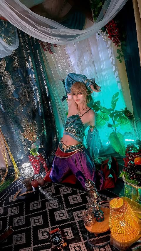 Instagram post by @ezra_wonderland for Miccostumes. Caption reads: [...] 🗡️ Base of the costume: @miccostumes remake....