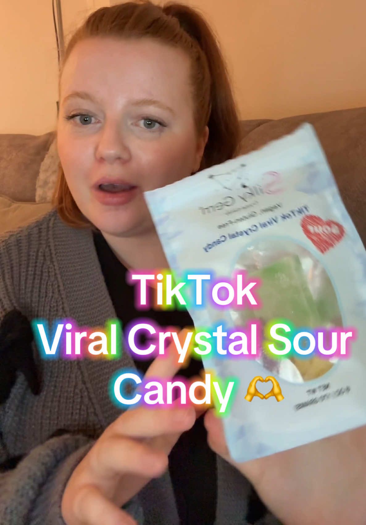 TikTok post by @laurenmarieduffy for ChamoyGuysUK. Caption reads: TikTok viral sour crystal candy 🫶 @ChamoyGuysUK....