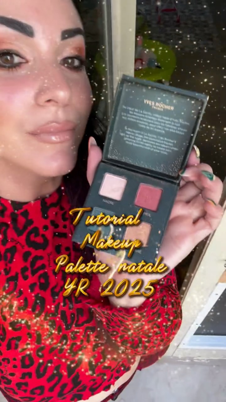 Instagram post by @fabiola_tranchita_yr for Yves Rocher. Caption reads: Tutorial makeup ✨✨✨✨palette Natale 2025 Yves....
